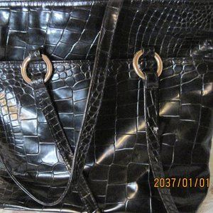 Vintage Valerie's Handbags black leather tote